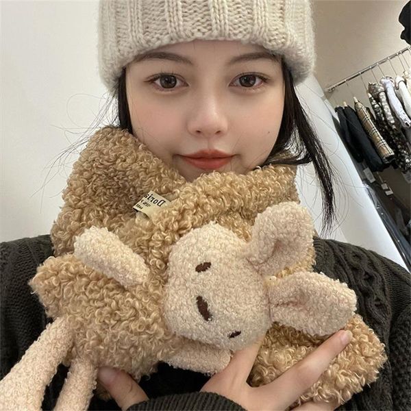 

scarves fashion thickening kawaii cross bib plush cartoon scarf autumn winter warm, Blue;gray