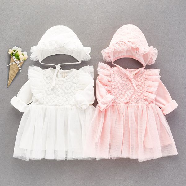 

long sleeve lace baby girl dress party and wedding dresses baptism princess cotton baby girls clothes autumn new 210312, Red;yellow