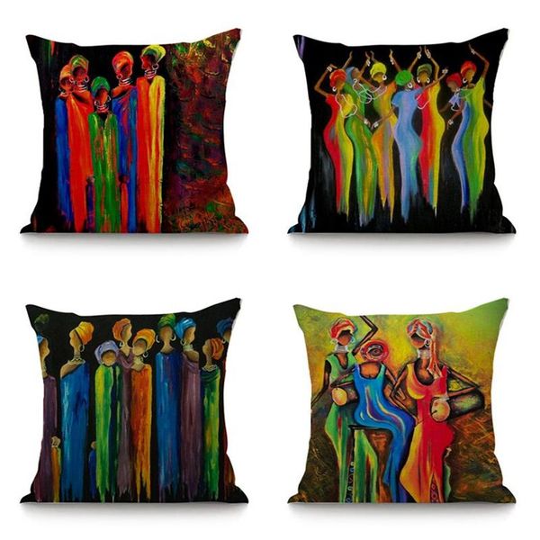 

cushion/decorative pillow africa culture throw 45x45 cm colourful dancing african women girl decorative cushion for sofa car el lobby decor