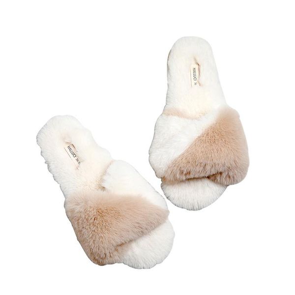 

slippers autumn and winter products hair simple fish mouth flip-flops home indoor rubber bottom non-slip floor cotton, Black
