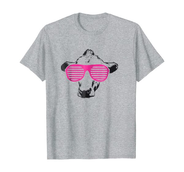 

funny cow with sun glasses farmer gift t-shirt, White;black