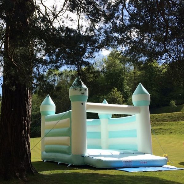 

personalised light green and white inflatable wedding jumping bouncer , bounce house caste for wedding's party events