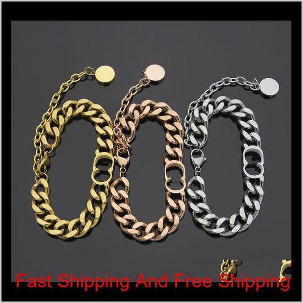 

fashiontitanium steel d letter simple thick bracelet couple thick rose gold silver bracelet for woman jsors zgwai, Black