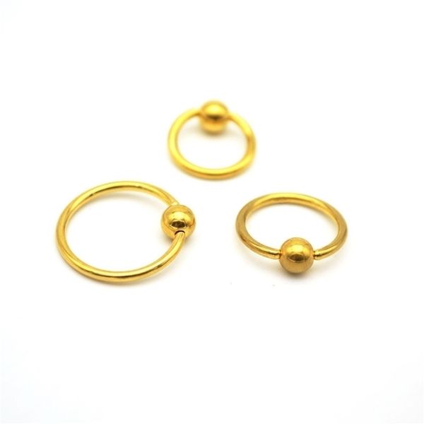 

gold bcr ball closure captive bead ring lip nose ear tragus septum surgical steel 16g 8mm 10mm 12mm body piercing jewelry t200507, Slivery;golden