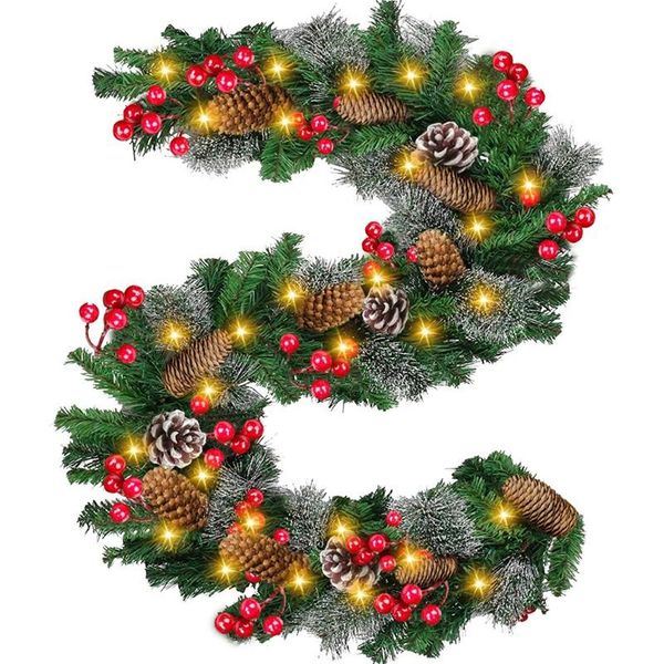 

christmas garland battery operated with lights, prelit christmas garland greenery outdoor lighted pine