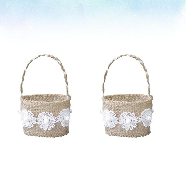 

gift wrap 4pcs linen flower basket romantic storage holder wedding party for candy