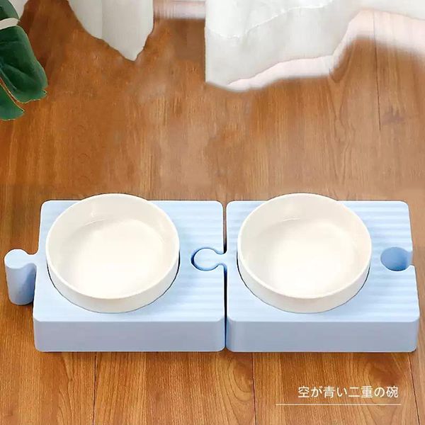 

cat bowls & feeders ceramics puppy dog pet bowl single and double for eating drinking combination pets supplies feeding dish