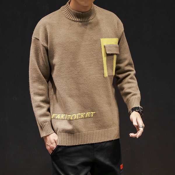 

2021 new sweater streetwear fashion solid pullover men knitwear shirt pull homme autumn winter cotton sweaters fuwh, White;black