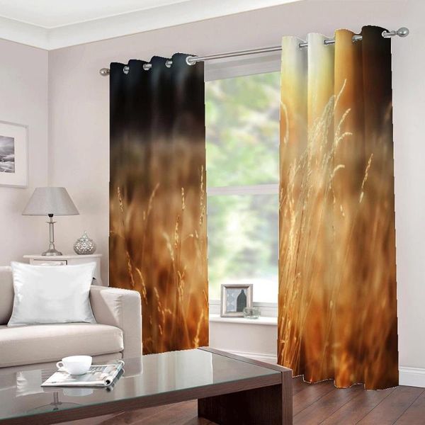 

curtain & drapes custom po 3d blackout curtains in the sunset golden harvest time of wheat for living room bedroom sets