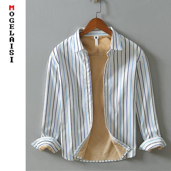 

men's casual shirts 846 flannel thick shirt men long sleeve striped winter keep warm man clothing chemise homme asian size, White;black