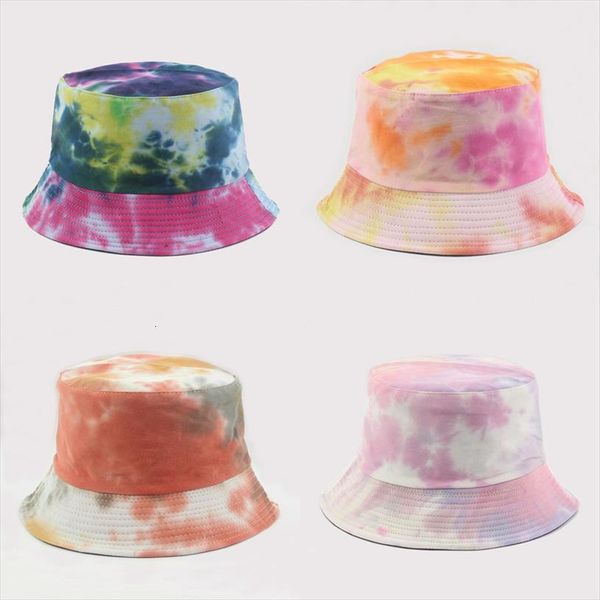 

panama summer autumn harajuku bucket hat colorful starry tie fisherman cotton reversible bob cap for men women, Blue;gray
