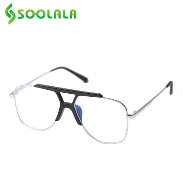 

sunglasses soolala oversized square metal anti blue light reading glasses women men double bridge leesbril mannen ladies presbyopic, White;black