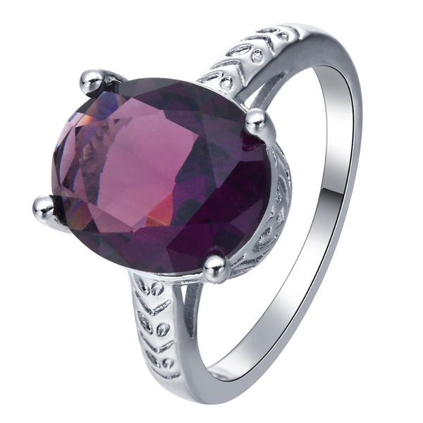 

wedding rings luxury purple cubic zircon crystal jewelry drop fashion princess finger ring for women favourite gift, Slivery;golden