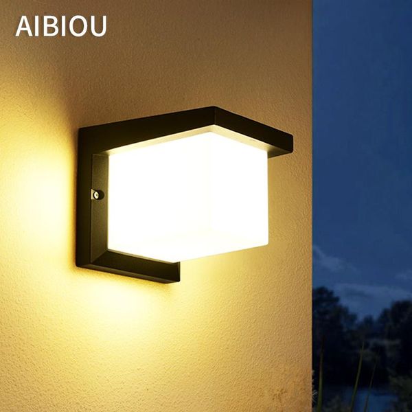 

aibiou modern square outdoor waterproof porch lights with acrylic lampshade black die-casting aluminum corridor lighting fixture