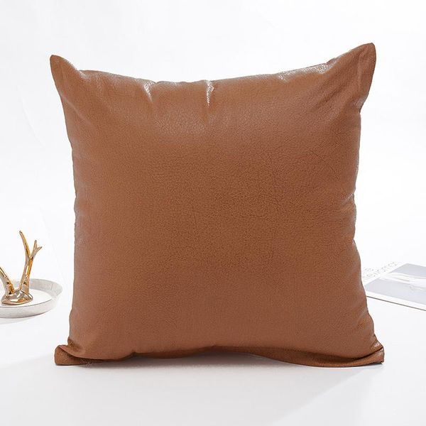

square faux leather thickened cushion modern solid decorative cushion cases for couch bed sofa pure color j2y
