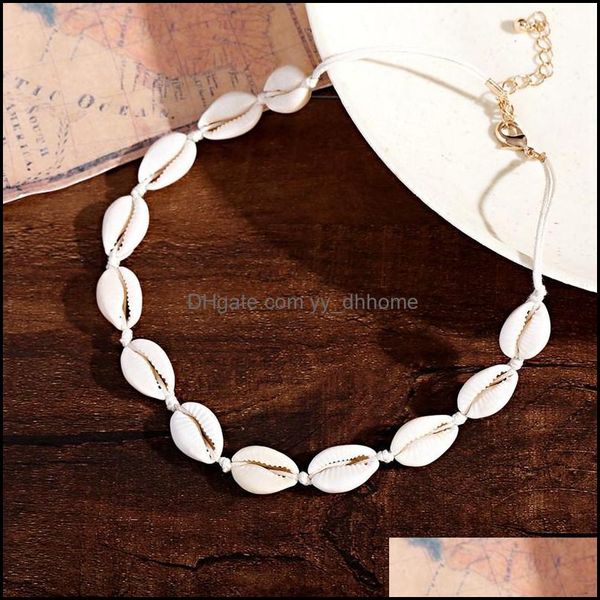 Halsketten Anhänger Schmuckchokers Mode Sommer Seil Kette Natürliche Shell Choker Halskette Mond Kragen Muschel Für Frauen Ozean Dro