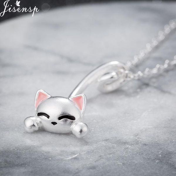 

cartoon cat necklace korean origami kitten jewelry long tail cat necklaces for women wedding kolye collares, Golden;silver