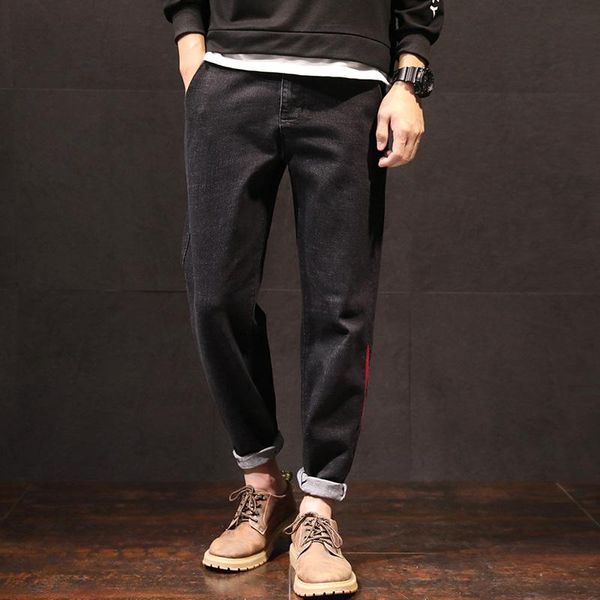 

men's jeans 2021 cotton stretch skinny fashion casual slim black and white comfortable jeans., Blue