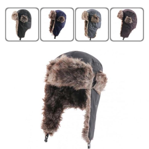 

berets simple hat solid color windproof no brim warm ear flap couple cap, Blue;gray