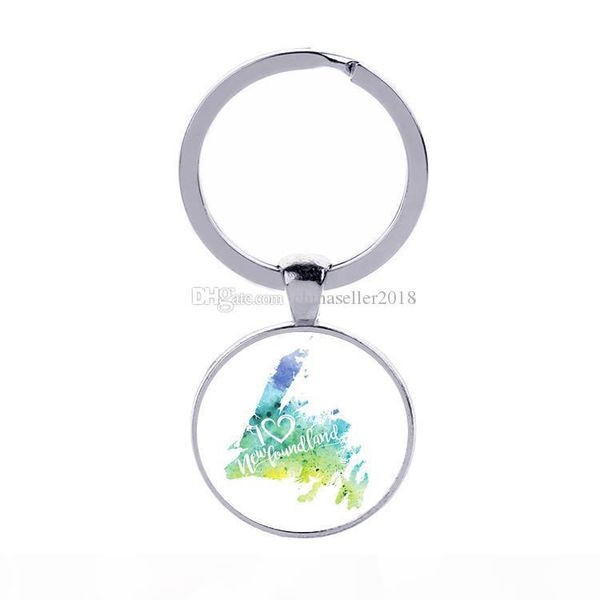 

newfoundland map keychains 6 styles "i love newfoundland" colorful canvas keyrings men women gift fashion men women wholesale, Silver