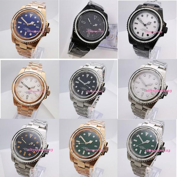 

wristwatches 40mm sterile dial sapphire glass date window nh35a automatic movement mens watch, Slivery;brown