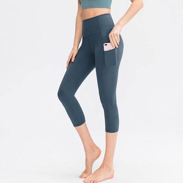 

yoga outfit pants women calf-length sport leggings high waist leggins fitness black trousers with pocket plus size s-xxl