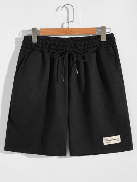 

men letter patched drawstring track shorts q7bv#, Black
