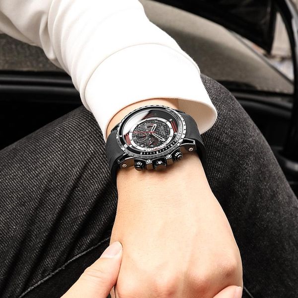 

wristwatches creative big dial megir watch men waterproof chronograph date army military male clock black sport wrist 2021, Slivery;brown