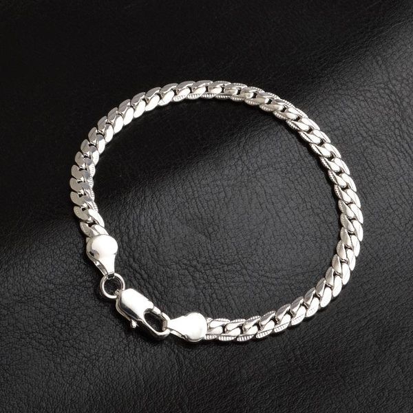 

link, chain trendy 925 silver or gold plated bracelets jewelry for men women, Black