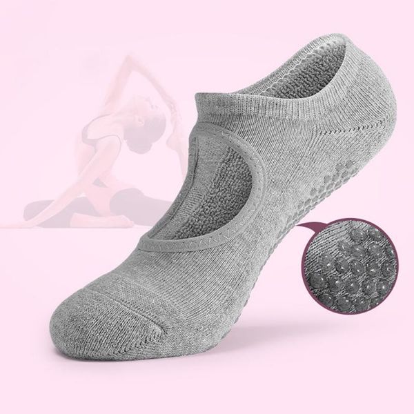 

sports socks women yoga non-slip bandage breathable comfortable pilates ballet dance sock backless cotton, Black
