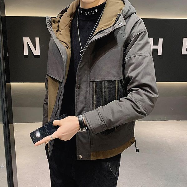 

men's down & parkas 2021 winter high-quality fashion casual hooded jacket loose coat thicken warm clothing b334, Black