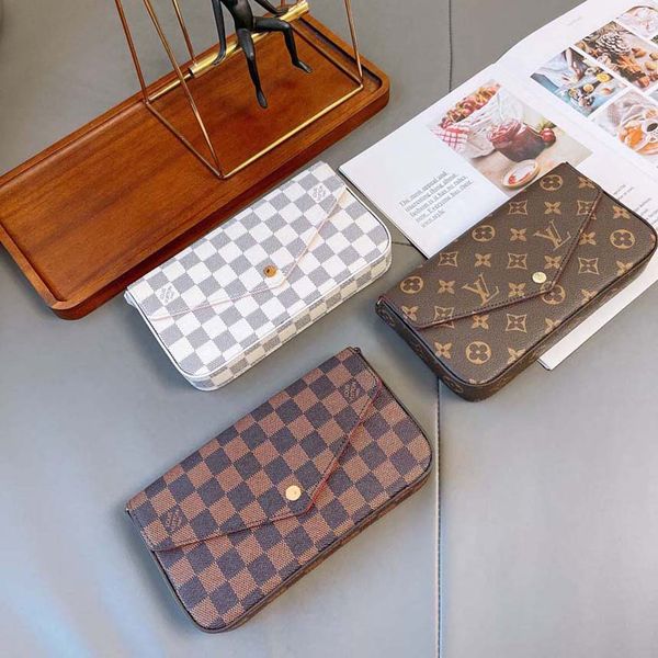 

designer handbags shoulder bag totes 3pcs set pochette accessories brown flower messenger chain strap cross body ladies flap purse clutch wi