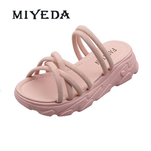 

slippers miyeda women shallow leisure trendy comfortable summer casual handmade slides ladies breathable wedges elegant pink, Black