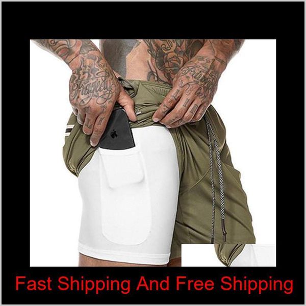 

men's running shorts mens sports shorts male quick drying training exercise jogging gym with buil qylrtm five2010, Black;blue
