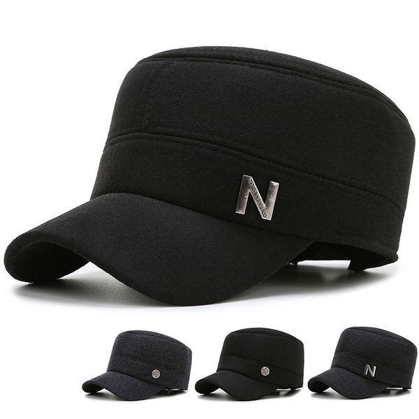 

middle aged and elderly cotton hat winter thickened dad warm five-star woolen flat n-word duck tongue hat, Blue;gray