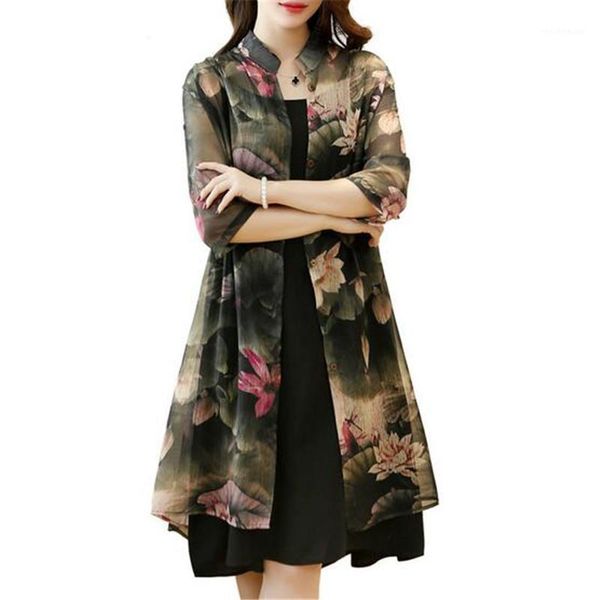 

casual dresses selling middle-aged big yards womentwo-piece spring summer fashion medium long high-grade elegant chiffon dressq207, Black;gray