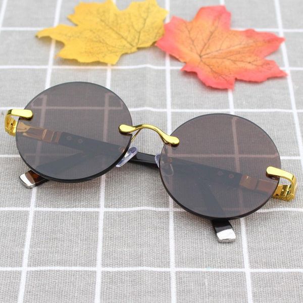 

sunglasses vazrobe round glass women male rimless sun glasses for female stone brown elder anti eye dry reflection natural, White;black
