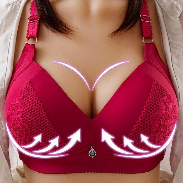 

bras oeak deep v bra big size full push up bralette underwear lingerie crop female brassiere wireless for women, Red;black