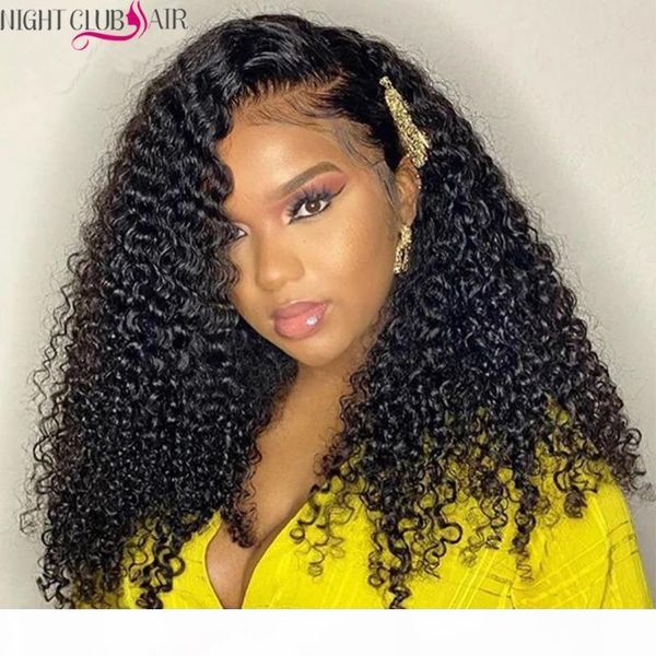 

night club kinky curly wig long curly human hair wigs lace front human hair wig 4x4 lace closure wigs, Black;brown