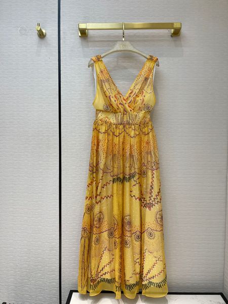 

milan runway dress 2021 new spring summer v neck sleeveless print women's designer dress brand same style dress 0301-18, Black