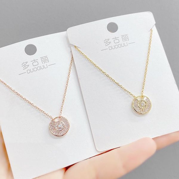 

chains japanese and korean fashion micro inlaid zircon necklace women's lucky charm clavicle chain pendant student gift ornament, Silver