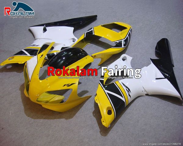 Kits do corpo para Yamaha YZF R1 YZF-R1 98 99 YZF 1000 R1 YZF1000 R1 1998 1999 Amarelo Black White Fairing Set (moldagem por injeção)