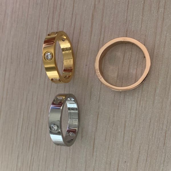 Non sbiadire mai gli anelli d'amore in acciaio al titanio 316L oro 18 carati oro rosa argento anello con diamanti per uomo donna fidanzamento uomo donna alleanza