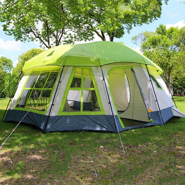 

outdoor camping 8-10 people family self-driving tour waterproof wind-proof polyester two rooms one hall tent large gazebo