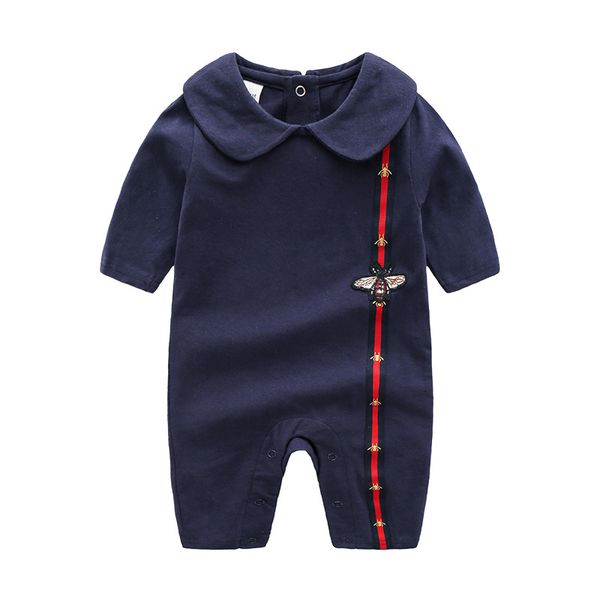 

retail newborn baby embroidery cotton romper 0-2y rompers toddle baby bodysuit children one-piece onesies jumpsuits climbing cloth327g, Blue