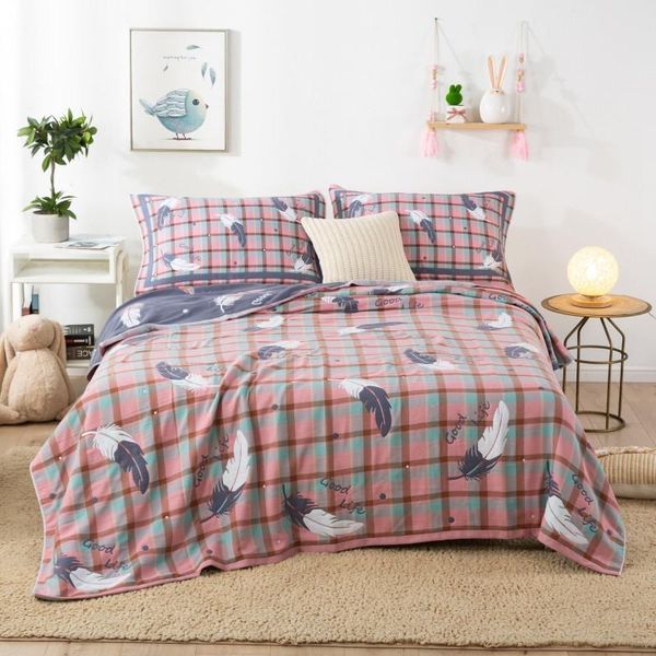 

blankets 2021 8 layer gauze blanket 100% cotton quilt breath bamboo ab side bedspread bear jacquard home throw