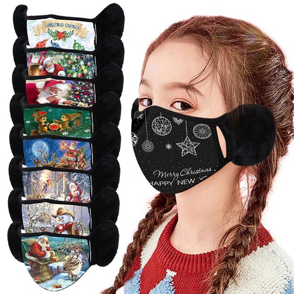 

winter warm ear christmas printed mask dustproof cold proof warm thickened mask