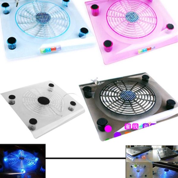 

lapcooler for 15" pc notebook usb cooling big fan blue led light pad stand pads