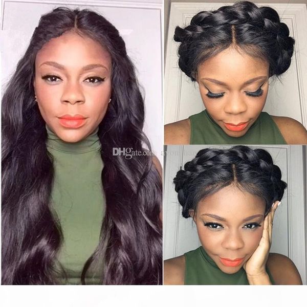

new arrival brazilian human hair silk lace wigs body wave glueless full lace wigs with 4x4 silk base for black women, Black;brown