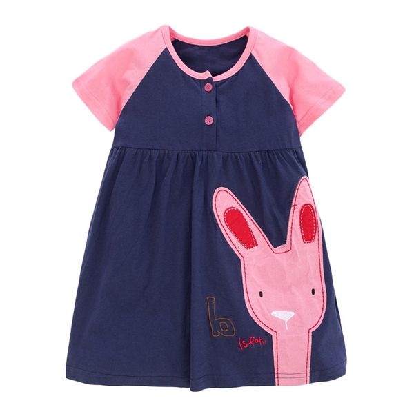 

toddler girls dress embroidery rabbit fox short sleeve girl dress for girl flower girl dress cotton clothes 2-7years 2021, Red;yellow